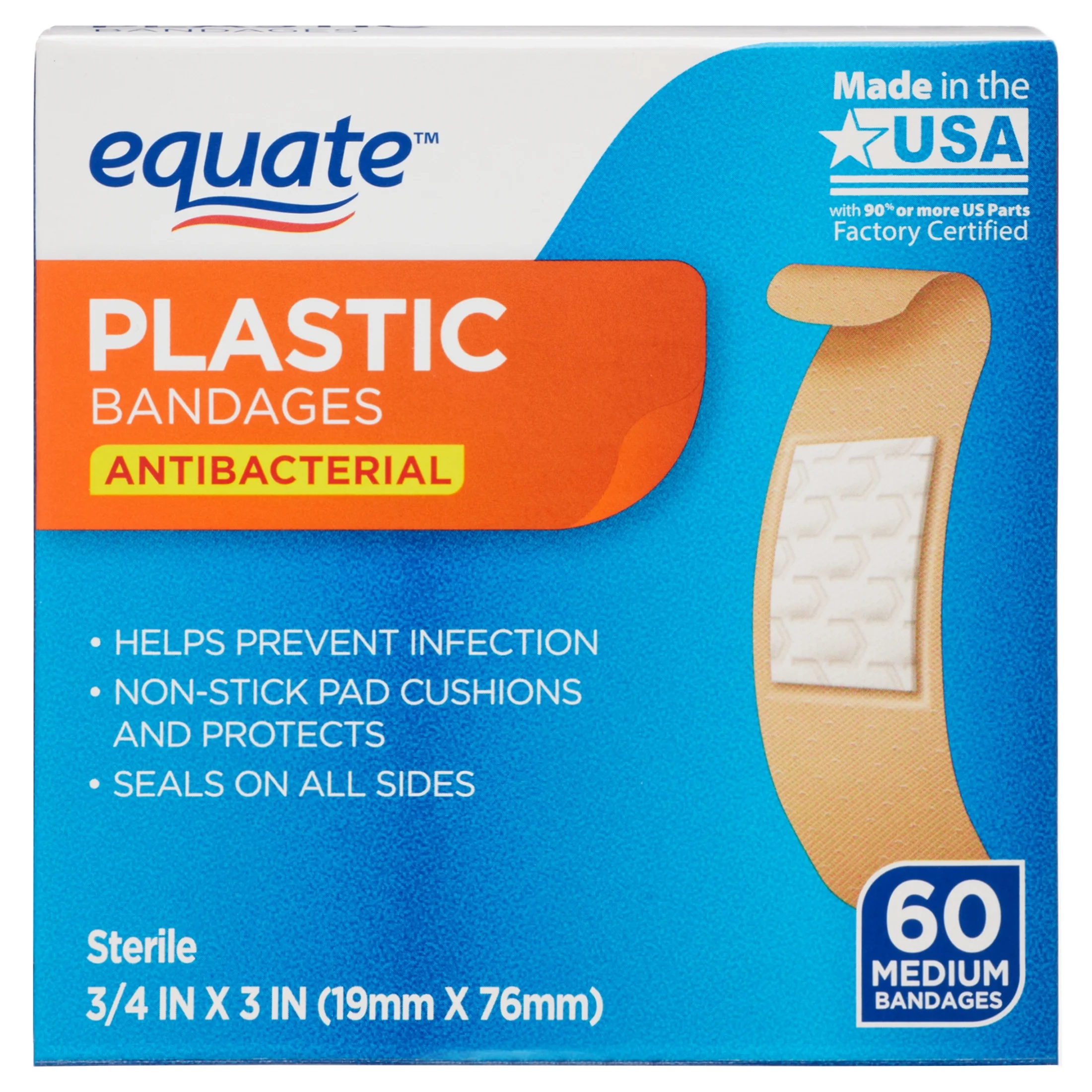 Plastic Bandages Equate 60ct